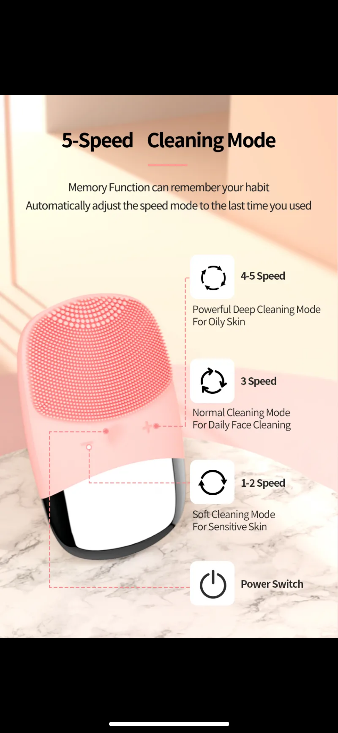 J.founder Sonic Face Cleansing Brush – Mini Silicone, Waterproof & Rechargeable