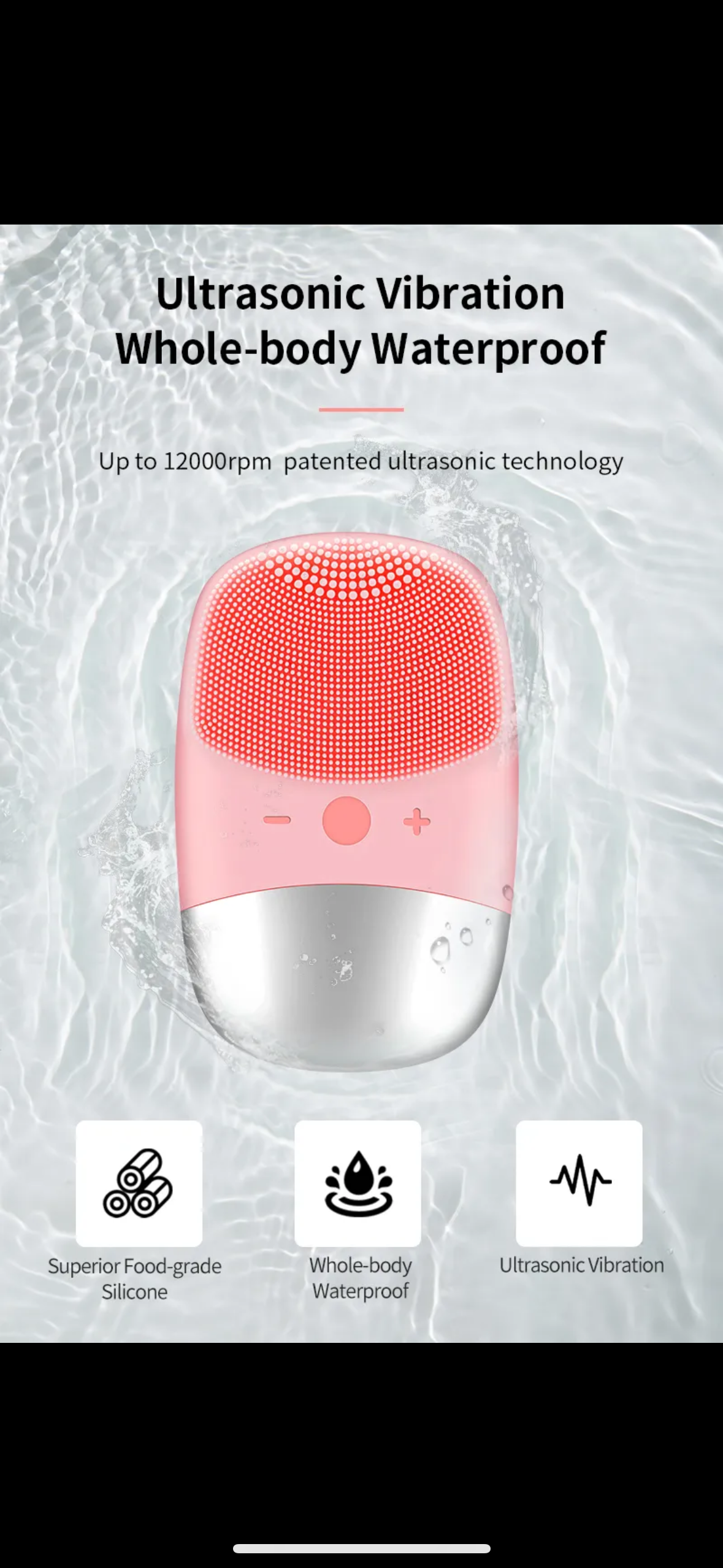 J.founder Sonic Face Cleansing Brush – Mini Silicone, Waterproof & Rechargeable