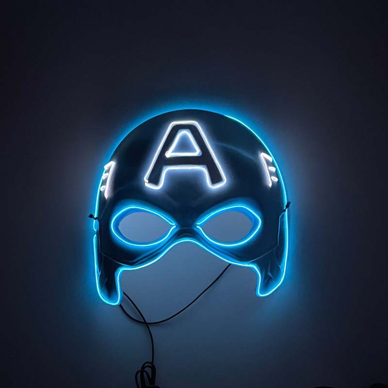 Led Luminous Cold Light El Plastic Spiderman Mask Iron Man Captain America Marvel Party Performance Props
