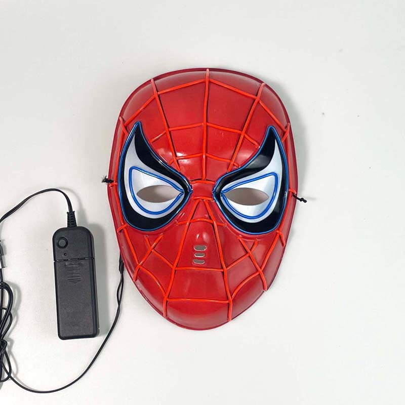 Led Luminous Cold Light El Plastic Spiderman Mask Iron Man Captain America Marvel Party Performance Props