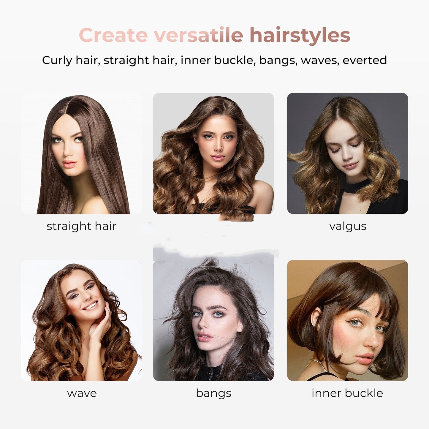 J.founder 3-in-1 Hair Styler Brush – Straighten, Curl & Volumize