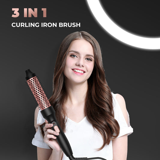 J.founder 3-in-1 Hair Styler Brush – Straighten, Curl & Volumize
