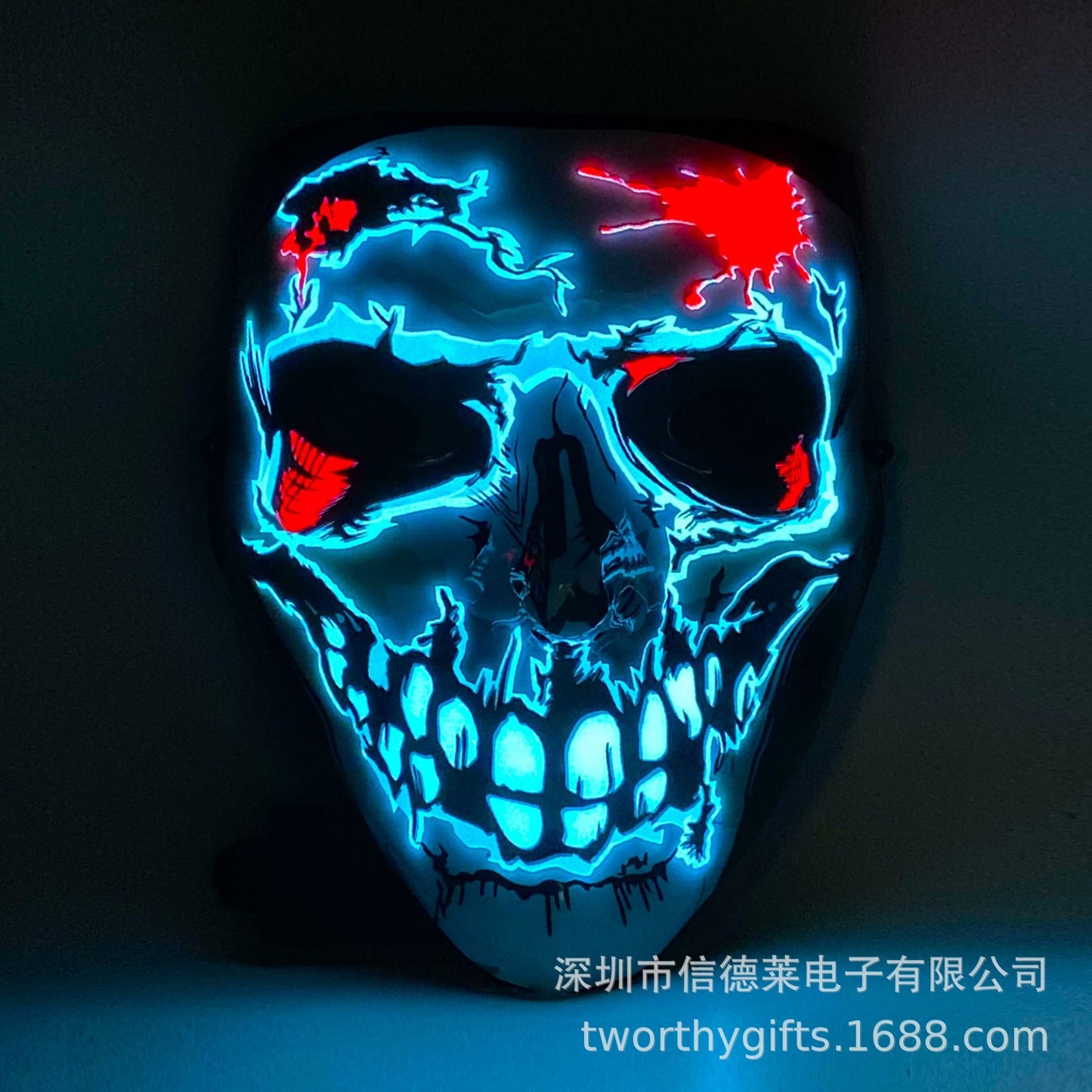 Sindley 3D Cold Light Luminous Mask Halloween Dead Day Party Props Cold Light Film LED Luminous Mask