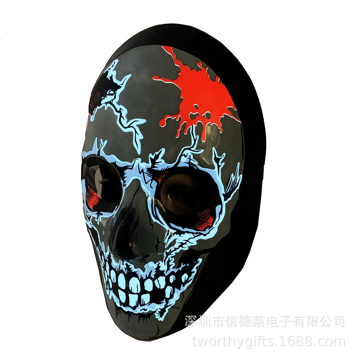 Sindley 3D Cold Light Luminous Mask Halloween Dead Day Party Props Cold Light Film LED Luminous Mask