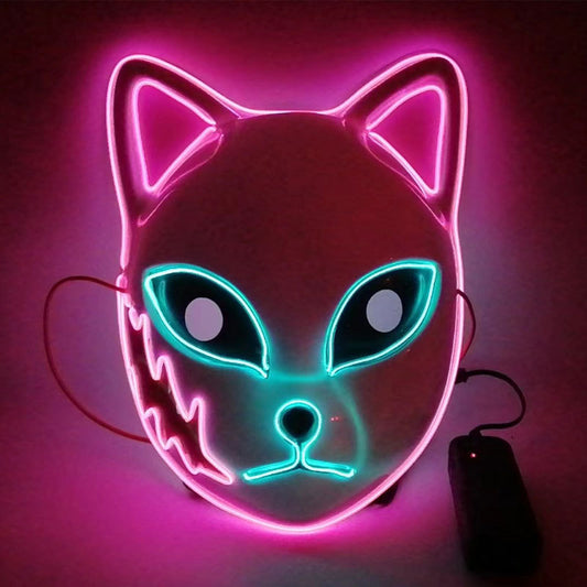 Ghost Extinction Blade LED Flash Animation Cos Props Charcoal Lang Jee Rabbit Real Zizania Cat Face Fox Mask Luminous Mask
