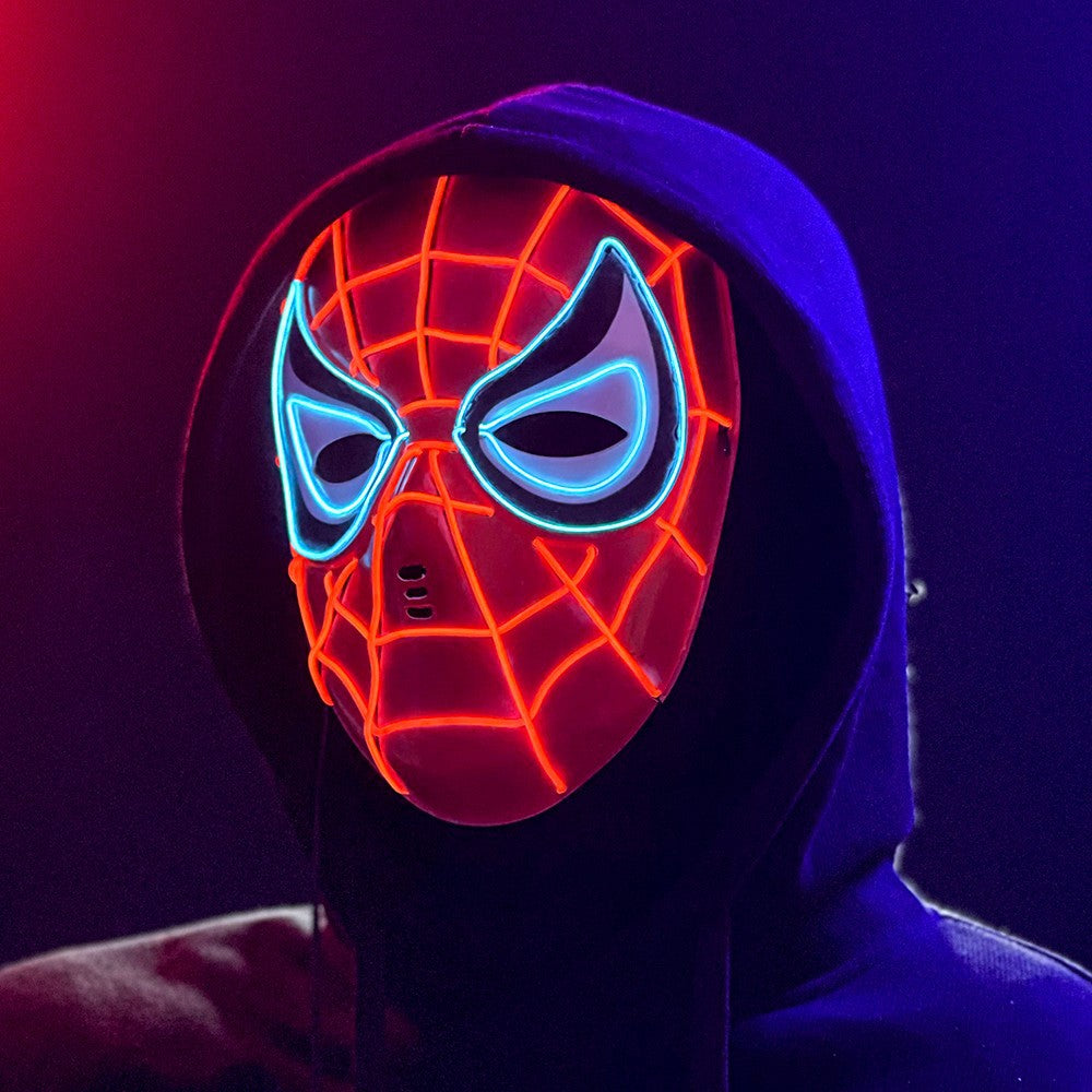 Led Luminous Cold Light El Plastic Spiderman Mask Iron Man Captain America Marvel Party Performance Props