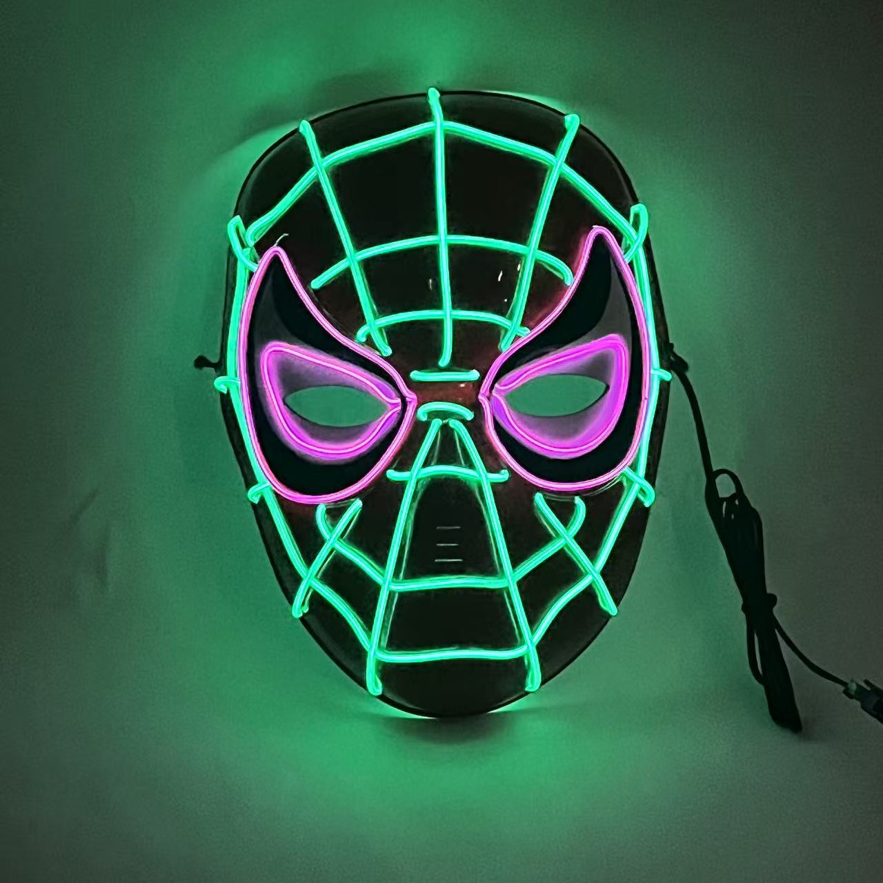 Children&#039;s Halloween Led Luminous Mask Flash Spider El Avengers Cos Alliance Hero Fun Luminous