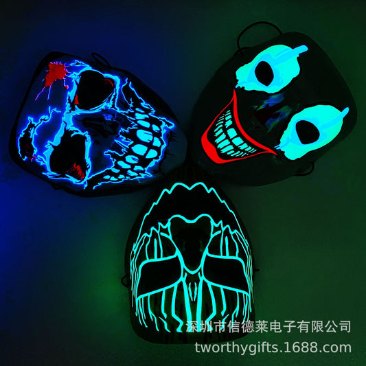 Sindley 3D Cold Light Luminous Mask Halloween Dead Day Party Props Cold Light Film LED Luminous Mask