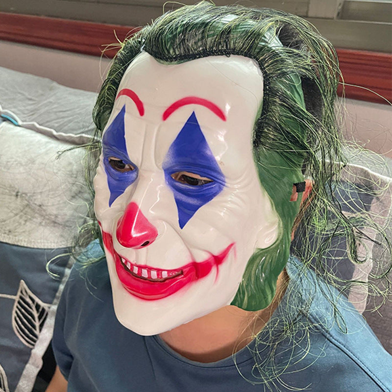 Halloween Return Horror LED Bat Clown With Green Hair Glow Mask Masquerade Cos Party Props