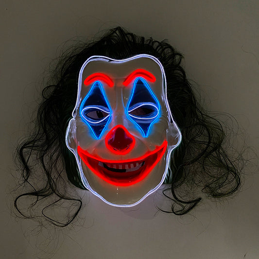 Halloween Return Horror LED Bat Clown With Green Hair Glow Mask Masquerade Cos Party Props