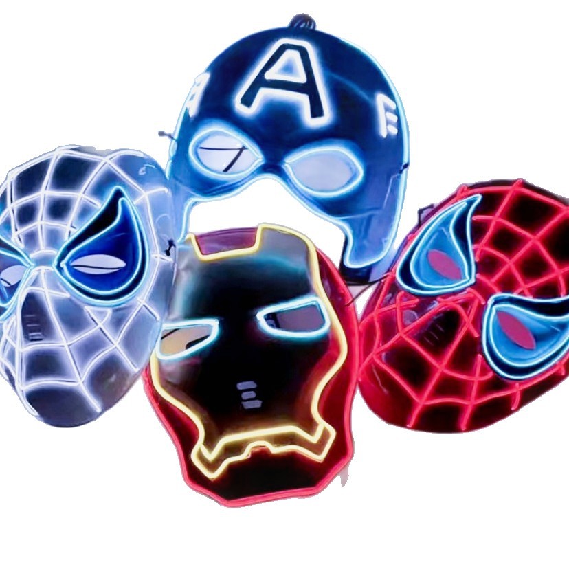 Children&#039;s Halloween Led Luminous Mask Flash Spider El Avengers Cos Alliance Hero Fun Luminous