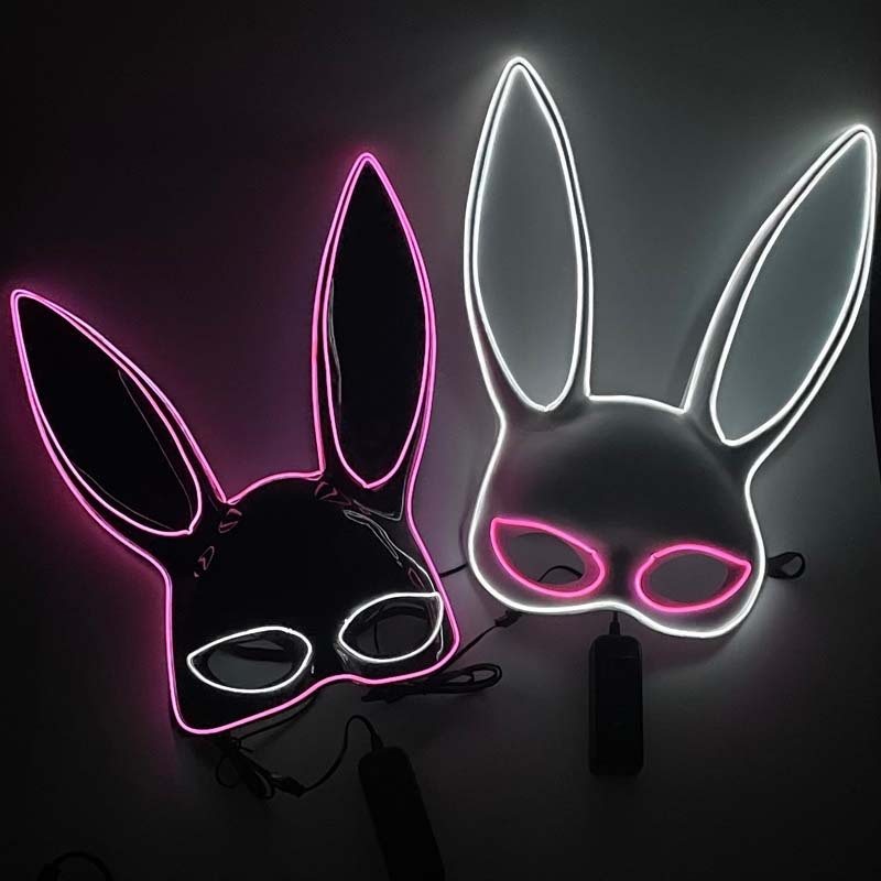 LED Rabbit Mask – Half Face Glowing Cosplay & Halloween