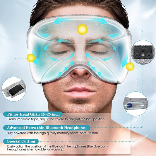 J.founder™ White Noise Bluetooth Sleep Mask – Ultra Comfort for Deep Sleep.  /. قناع النوم الفاخر بتقنية بلوتوث – راحة فاخرة ونوم عميق